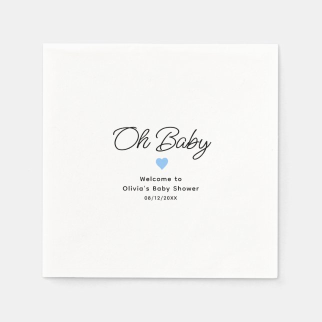 Oh Baby Modern Blue Baby Dusche Custom Serviette (Vorderseite)