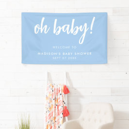 Oh Baby Modern Elegant Blue Baby Dusche Banner
