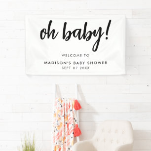 Oh Baby Modern Elegante Black and White Baby Dusch Banner