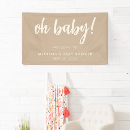 Oh Baby Modern Elegante Tan Baby Dusche Banner