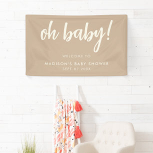 Oh Baby Modern Elegante Tan Baby Dusche Banner