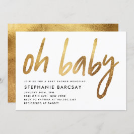 Oh Baby Modern Glam Gold Glitzer Baby Dusche Einladung