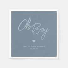 Oh Baby Modern Minimal Dusty Blue Boy Baby Dusche