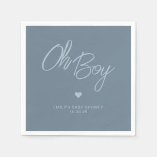 Oh Baby Modern Minimal Staubblau Jungen-Baby-Party Serviette