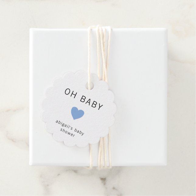 Oh Baby Modern Minimalistisch Blue Boy Baby Dusche Geschenkanhänger (Beispiel)