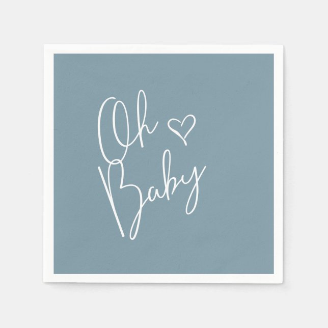 Oh Baby Modern Niedlich Blue Boy Baby Dusche Serviette (Vorderseite)