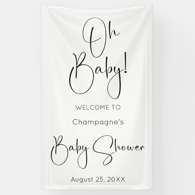 Oh Baby Modern Script Baby Dusche Banner (Vertikal)