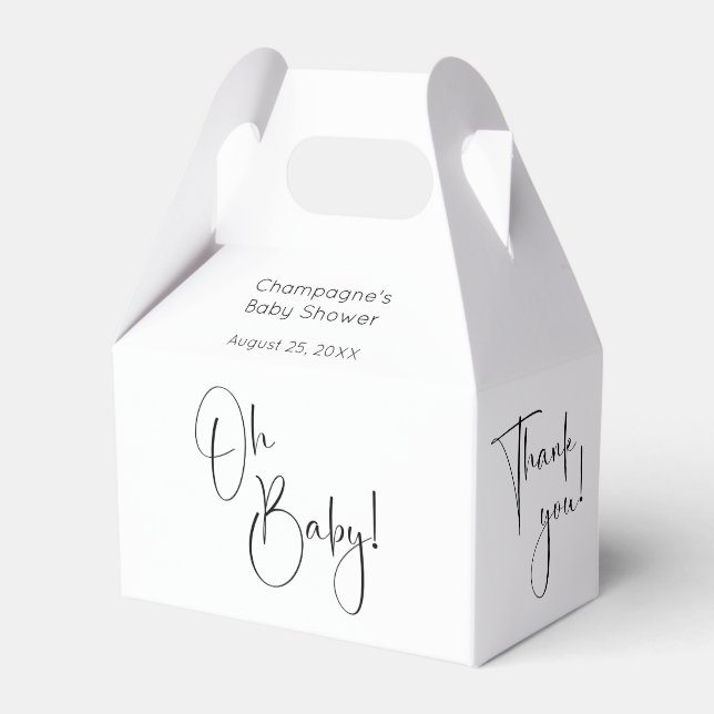Oh Baby Modern Script Baby Dusche Danke Geschenkschachtel (Vorderseite)