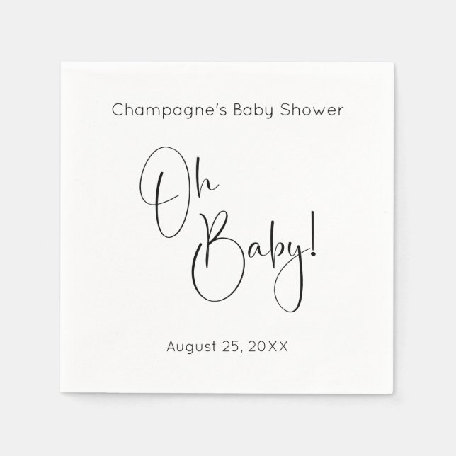 Oh Baby Modern Script Baby Dusche Serviette (Vorderseite)