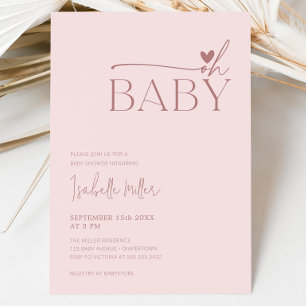 Oh Baby Modern Simple Dusty Pink Girl Babydusche Einladung