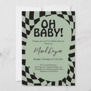 Oh Baby! Moderne Babyparty-Einladung mit grünem Ka Einladung