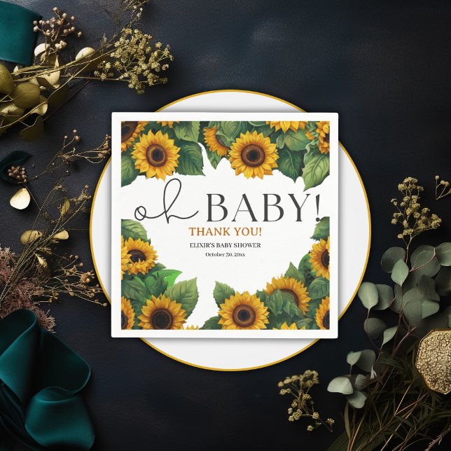 "Oh Baby" Moderne elegante Sonnenblumendusche Serviette (Von Creator hochgeladen)