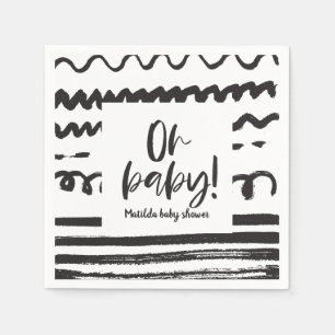 Oh, Baby! Moderne Grafik schwarz-weiß Serviette