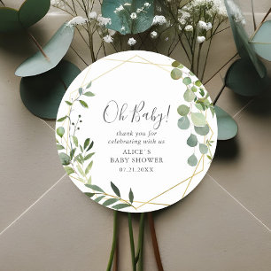 Oh Baby Moderne Grünpflanzen Baby Shower Klassisch Runder Aufkleber