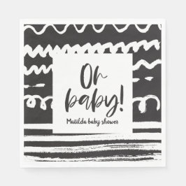Oh Baby! Modernes, grafisches Babydusche-Party Serviette
