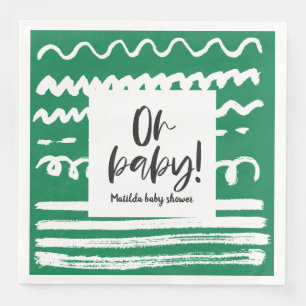 Oh Baby! Modernes, grafisches Babydusche-Party Serviette