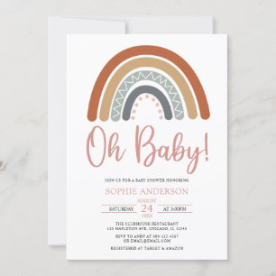 Oh Baby Mute Tones Boho Rainbow Baby Dusche Einladung