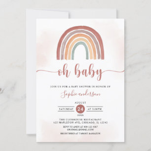 Oh Baby Mute Tones Boho Rainbow Baby Dusche Einladung