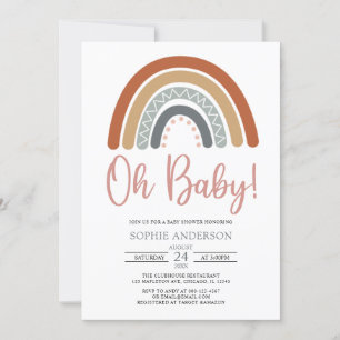 Oh Baby Mute Tones Boho Rainbow Baby Dusche Einladung