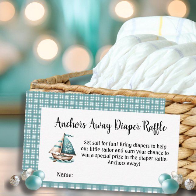 "Oh, Baby" Nautical Diaper Raffle Umschließkarte Begleitkarte (Oh, Baby Nautical Baby Diaper Raffle)