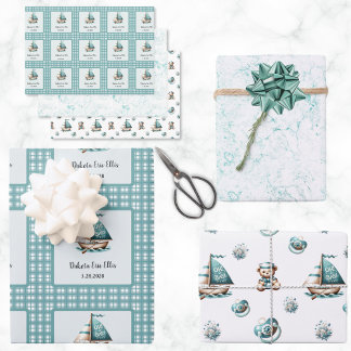"Oh, Baby" Nautical Wrapping Paper 3 Stile Geschenkpapier Set
