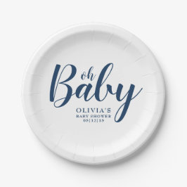 Oh Baby - Navy Blue Baby Dusche Pappteller