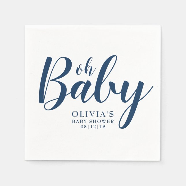 Oh Baby - Navy Blue Baby Dusche Serviette (Vorderseite)