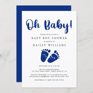Oh Baby Navy Blue Baby Feet Dusche Einladung