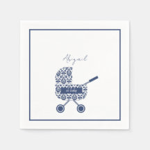 Oh Baby Navy Damask Pram Babydusche