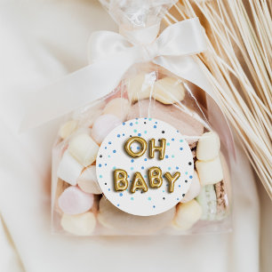 Oh Baby   Navy & Gold Baby Dusche Runder Aufkleber