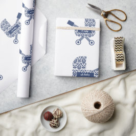 Oh Baby Navy Pram Baby Dusche Geschenkpapier