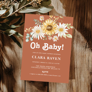 Oh Baby Neutral Floral Baby Dusche Einladung