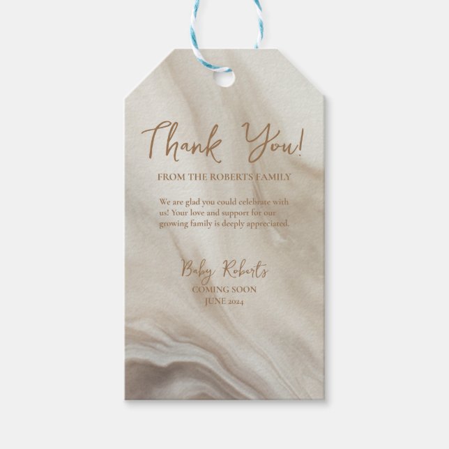 Oh Baby Neutral Marble Baby Dusche Gefallen Gesche Geschenkanhänger (Vorderseite)