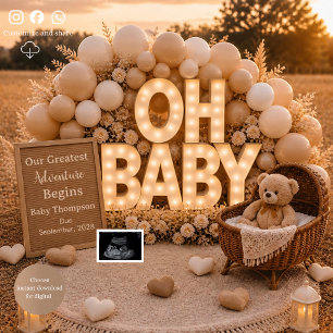 Oh Baby Neutrale Baby Enthüllung Schwangerschaftsa Einladung