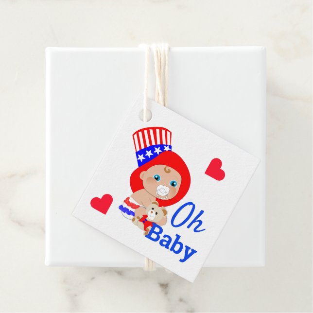Oh Baby Niedlich American Patriotic Baby Shower Geschenkanhänger (Beispiel)