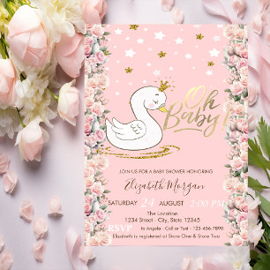 Oh Baby Niedlich Baby Swan Crown Rose Babydusche Einladung