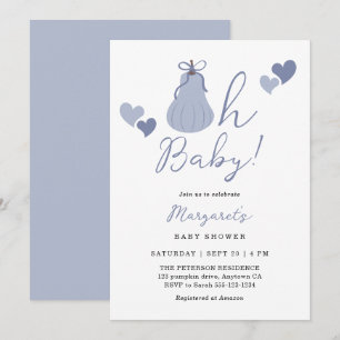 Oh Baby Niedlich Blue Pumpkin Bow Boy Baby Dusche Einladung