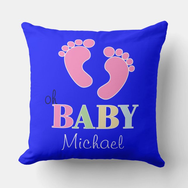 Oh baby Niedlich Custom New baby Name Kinderzimmer Kissen (Vorderseite)