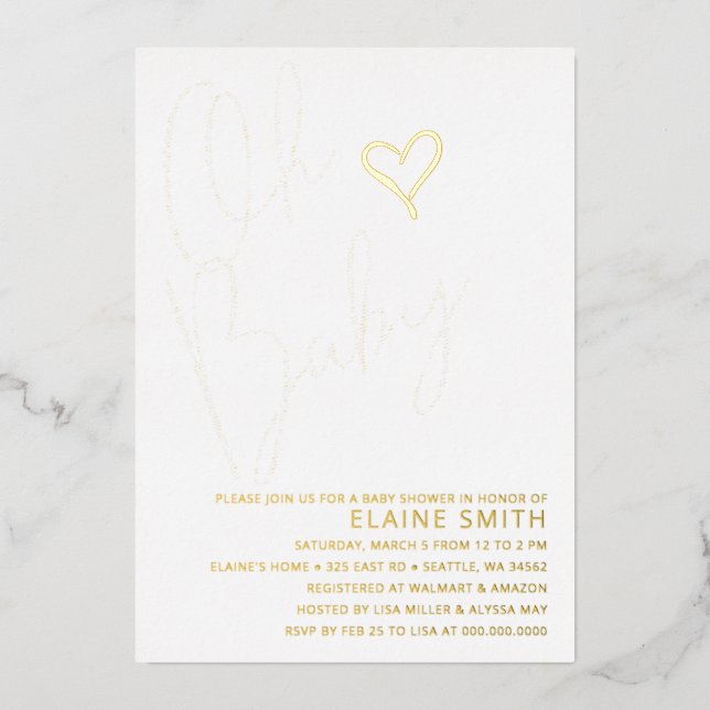 Oh Baby Niedlich Gender Neutral Baby Dusche Folieneinladung (Vorderseite)