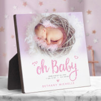 Oh Baby Niedlich Girl Birth Foto Pink Script Keepa