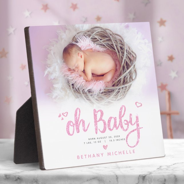 Oh Baby Niedlich Girl Birth Foto Pink Script Keepa Fotoplatte (Von Creator hochgeladen)
