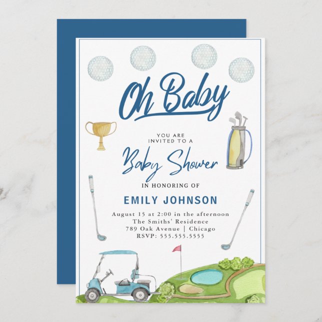 Oh, Baby! Niedliche Golf Baby Dusche Party Einladu Einladung