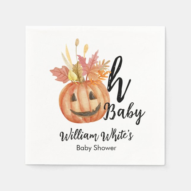 Oh, Baby! Niedliche Pumkin Halloween Herbstdusche Serviette (Vorderseite)
