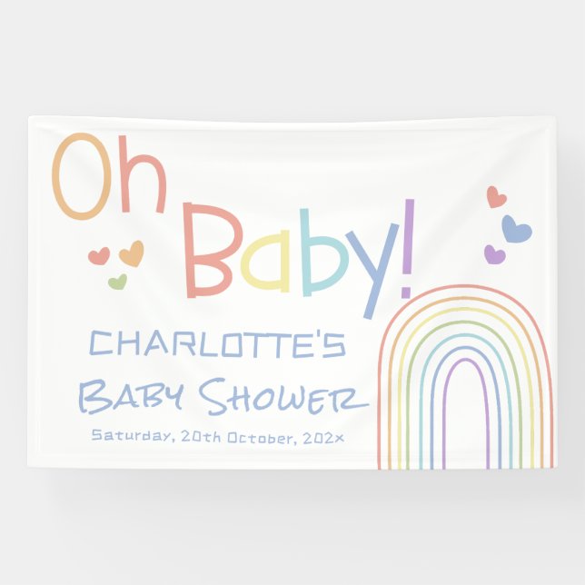 Oh, Baby! Niedliche Rainbow Baby Dusche Banner (Horizontal)