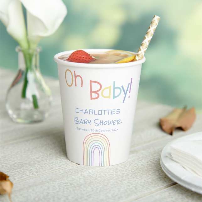 Oh, Baby! Niedliche Rainbow Baby Dusche Pappbecher (In Situ)