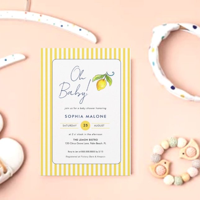 Oh Baby Niedliche Wasserfarbe Lemon Babydusche Einladung (Von Creator hochgeladen)