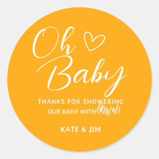 Oh Baby Orange Baby Dusche Danke Nachricht Runder Aufkleber