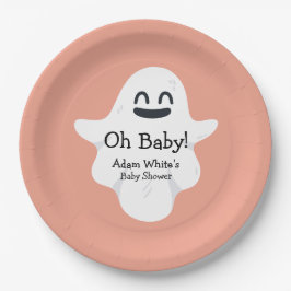 Oh Baby Orange Ghost Halloween Babydusche Pappteller