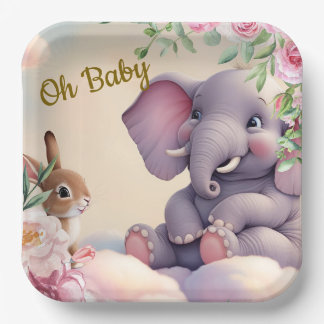 Oh Baby Papier Teller, Elefant und sonnig Pappteller