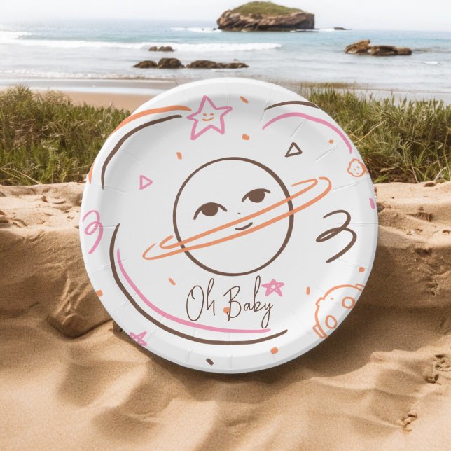 Oh Baby Pappteller (baby shower kids theme,birthday,wedding,baby shower,special occasion event paper plate party supplie)